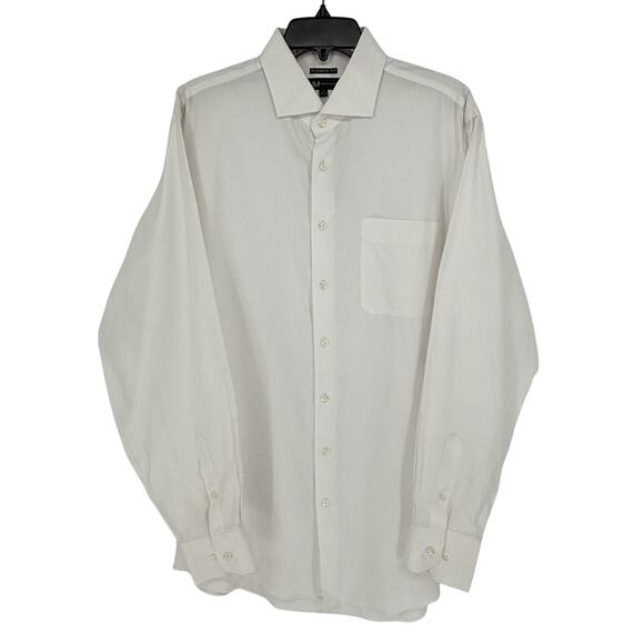 Neiman Marcus Men's Dress Shirt Button Up White Split Collar - Picture 1 of 7